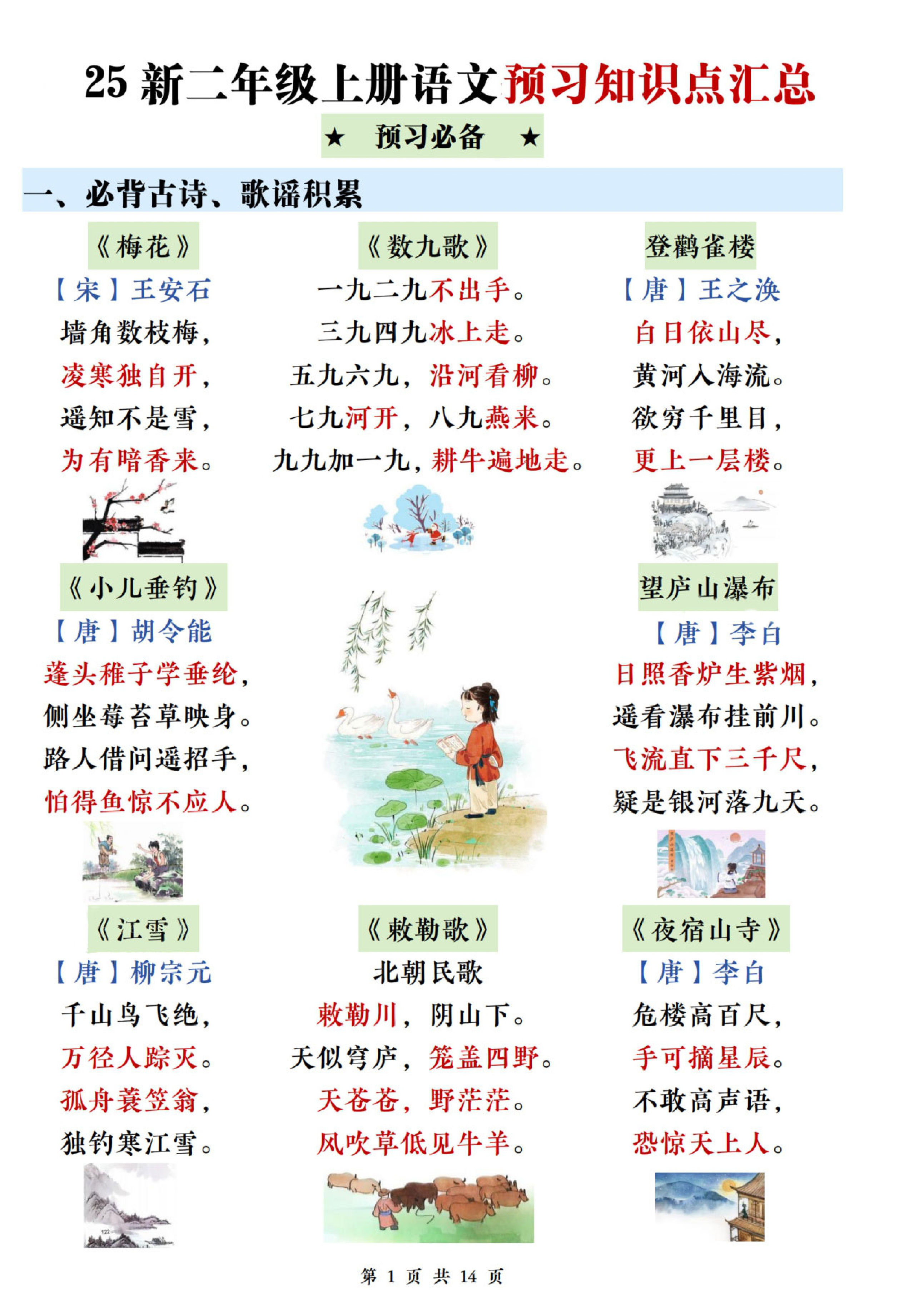 二年级（上）语文知识点汇总