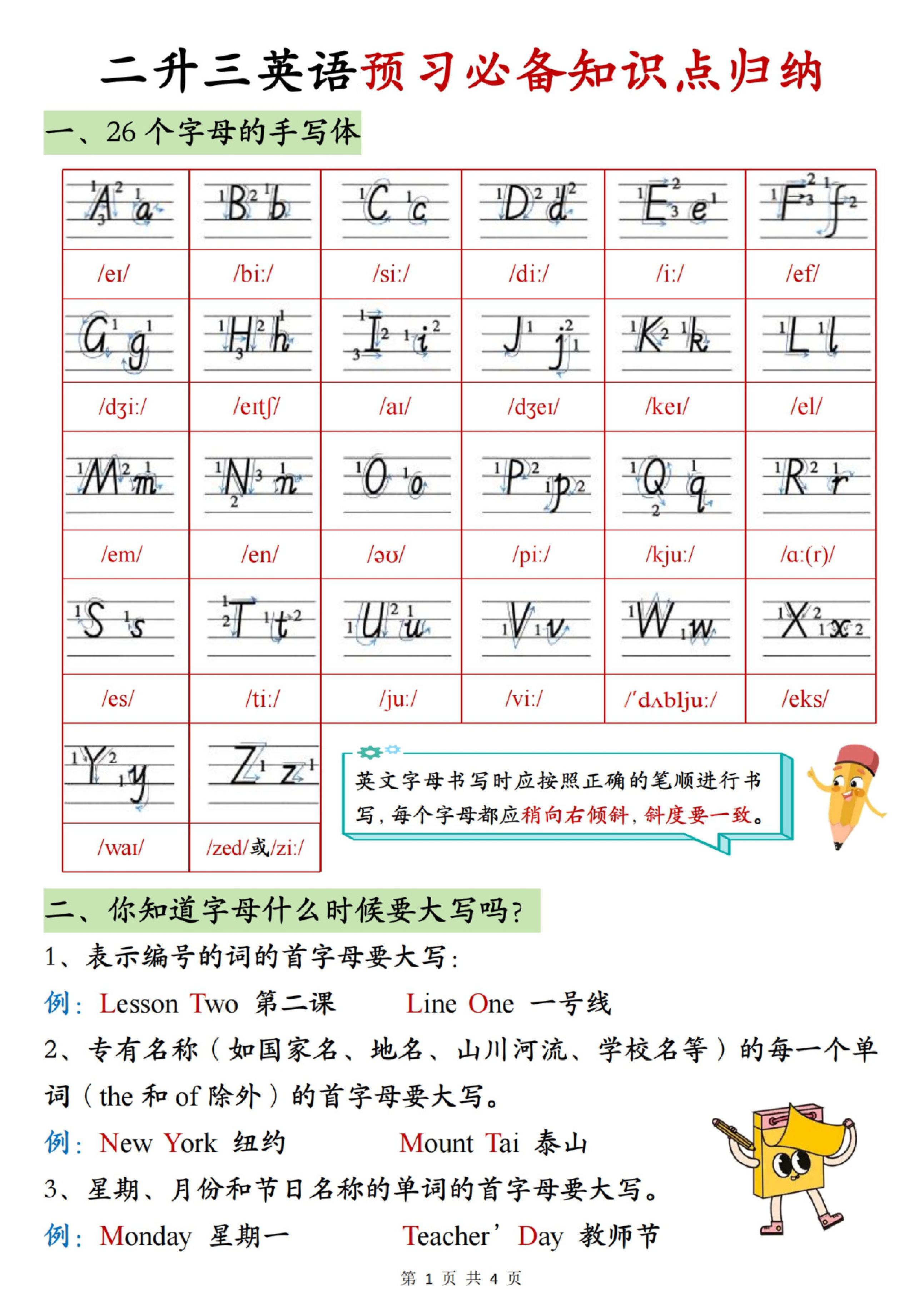 二升三英语预习必备知识点归纳